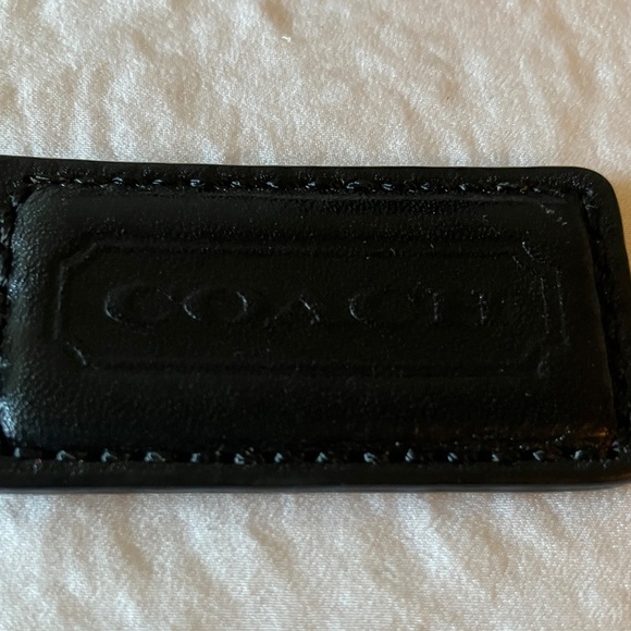 Coach: Black Leather Key Fob Hang Tag/Charm- Silver Tone - Picture 9 of 12